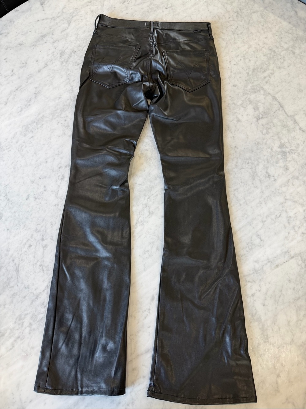 MOTHER The Weekender Heel Faux Leather Flare Pants Black Size 29 - Picture 3 of 12